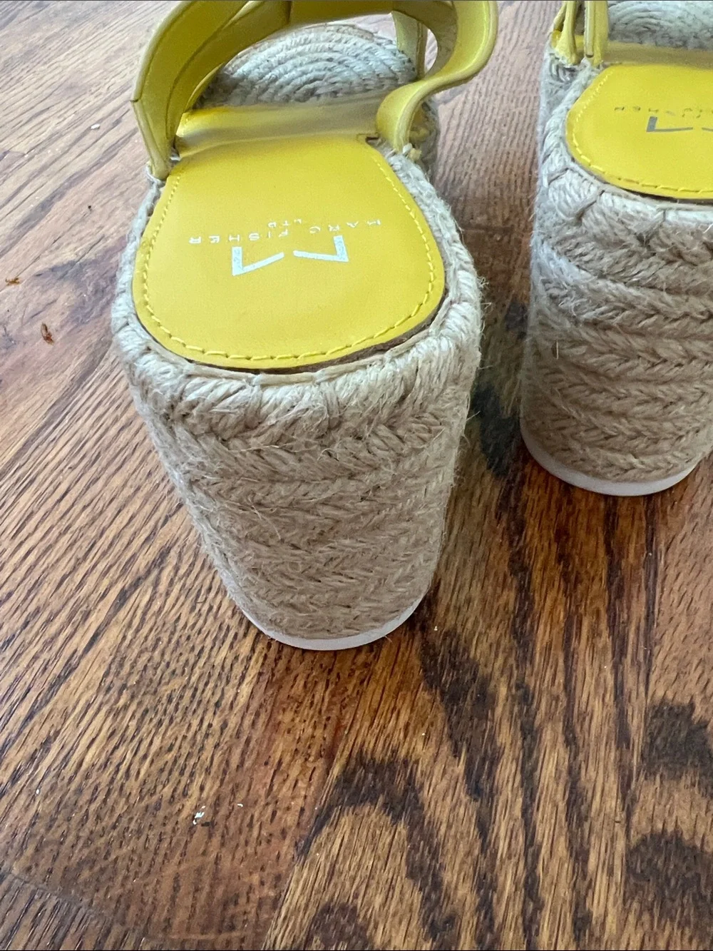 Marc Fisher Bright Yellow Espadrille Platform Slides-NWT